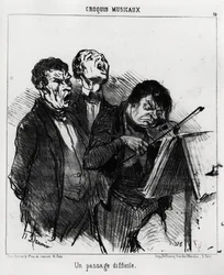 Musical Sketches: A Difficult Passage. Illustration by Honore Daumier, Published in Charivari, Dated March 5, 1852