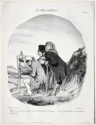 The Good Bourgeois, Plate 23: "But yes, my dear, I assure you that this gentleman is drawing a landscape...is it not so, sir, that you are drawing a landscape?"
