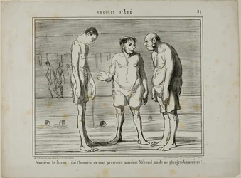 Baron, I Have the Honor of Introducing You to Mr. Mérouel, One of Our Biggest Bankers... Baron, I Have the Honor of Introducing You to Mr. Cascaret, One of Our Biggest Shareholders, Plate 31 from Croquis D