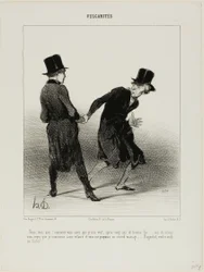 "- How do you know that I am a widower? After twenty years of forced labour, not marriage, I am slowly starting to pull myself together again, and there you are, proposing me a second marriage! Ragoulet, would you please stop holding my hand!", plate 10