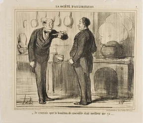 "- I actually thought a crocodile soup would taste better than that," plate 7 from La Société D