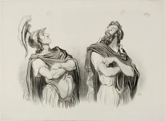 Achilles and Agamemnon. Achilles: “- And what do I care about your Troy!,” plate one from Physionomies Tragiques