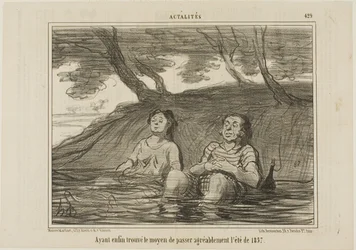 Having finally found the solution to spend the summer of 1857 in a pleasant way, plate 429 from Actualités