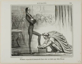Mr. Hume fantasizing about Julius Caesar polishing his boots, plate 388 from Actualités