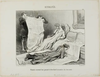 Subscribers Trying to Cope with Their Paper, plate 115 from Actualités
