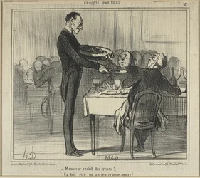 Would Monsieur like some crêpes? - He must have been an undertaker, plate five from Parisian Sketches
