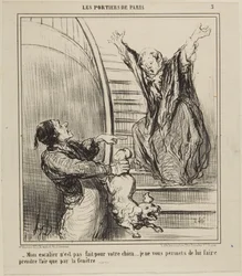 My Staircase Is Not Made for Your Dog..., Number 3 from the Series The Porters of Paris from Le Charivari