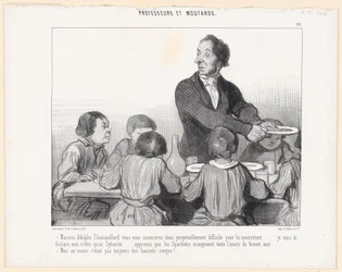 Mr Adolphe Chamouillard, you will therefore show yourself perpetually difficult about food ... I declare to you, you are nothing but a sybarite ... learn that the Spartans ate black broth all year round ... - But at least it was