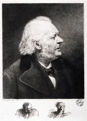 Portrait of Honore Daumier (1808-1879), French engraver, painter and sculptor. Engraving of son Boulard