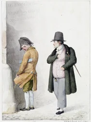 Man Urinating Against a Wall and Another Passers-by