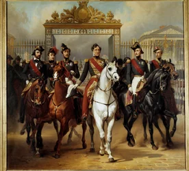 King Louis-Philippe I with His Five Sons Leaving the Castle of Versailles After a Military Review on 10/06/1837