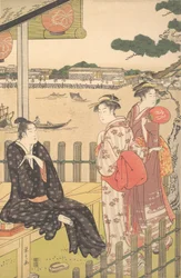 Group at a Tea-house on the Bank of the Sumida River, ca. 1790