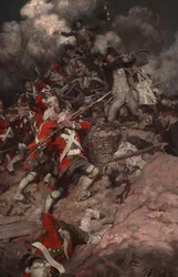 They scrambled up the parapet and went surging over the crest, pell mell, upon the British