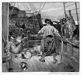 Thomas Moon Began to Lay About Him with His Sword, Engraved by Henry Wolf, from Harper