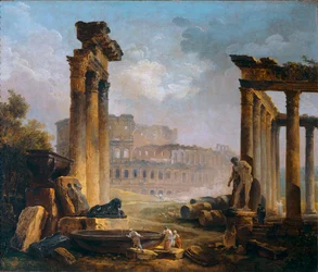 Roman Ruins with the Colosseum