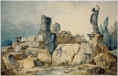 Two Young Women Drawing the Ruins of Rome