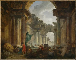 Imaginary View of the Ruins of the Grande Galerie of the Louvre Palace