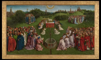 The Adoration of the Mystic Lamb, from the Ghent Altarpiece, lower half of central panel