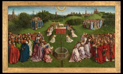 The Adoration of the Mystic Lamb, from the Ghent Altarpiece, lower half of central panel