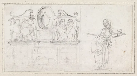 A Decorative Sculpture with a Woman Seen from Behind