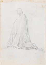 Kneeling Figure in a Hooded Robe