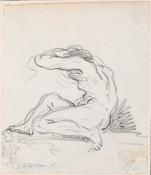 Seated Male Nude with Arm over Head, Seen from the Side