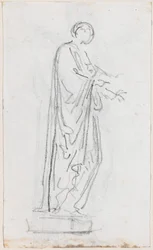 Statue of a Roman Woman (Female Deity?) Seen from the Side (verso)