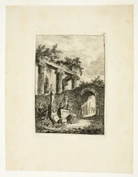 The Statue before the Ruins, plate three from Les Soirées de Rome