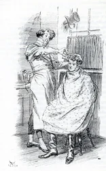 Franz Churchill having his hair cut