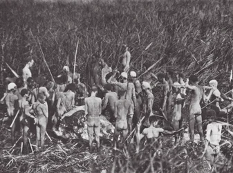 Nuer hunters with body of elephant