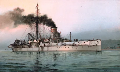 Lithography of the German Ironclad SMS Württemberg