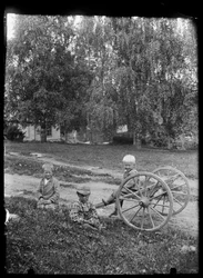 Working-Class Children Outside the White Villa