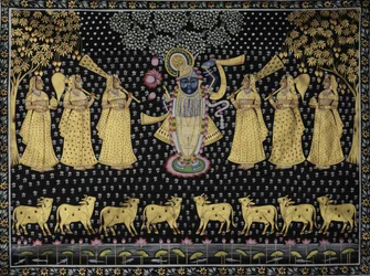 Divine Krishna and Gopis