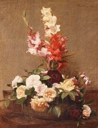 Gladioli and Roses