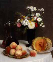 Still Life with Decanter, Flowers and Fruits