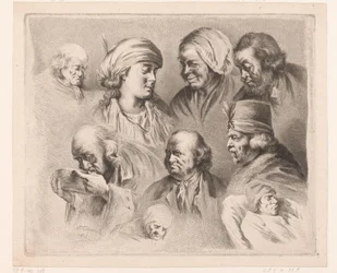 Composition with Nine Heads of Men and Women of Different Ages