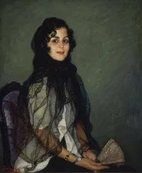 Angustias de Blanco with Black Mantilla and Fan – 20th Century