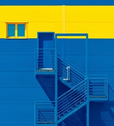 Bold Blue Yellow Facade