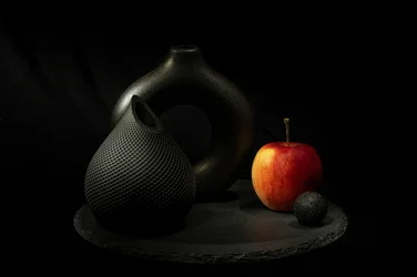 Black Vases Red Apple