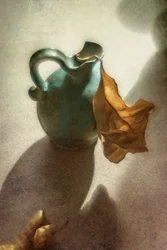 Teal Jug Golden Leaf