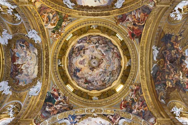 Paradise praising Jesus and the pendentives with Prophets, Evangelists and Doctors of the Church