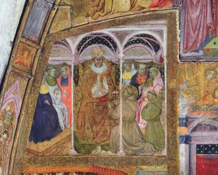 St. Francis Imploring Pope Honorius III for the Confirmation of the Indulgence, Fresco from the Porziuncola, 1393