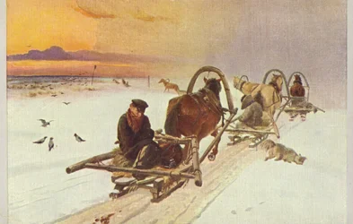 Group of Sleighs in Russia