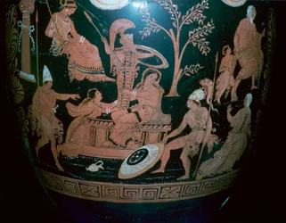 Greek Red-Figured Volute Krater with Scene from the Sack of Troy