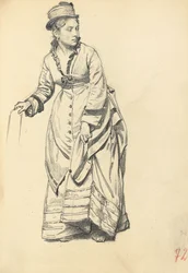 Standing Woman Holding Her Dress
