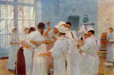 Surgeon Yevgeni Vasilyevich Pavlov in the Operating Theatre