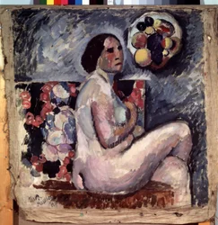 Nude Portrait of a Woman Sitting Cross-Legged