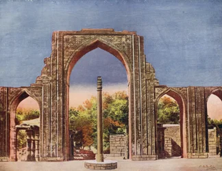Quwwat-ul-Islam Mosque and Iron Pillar, Delhi, India