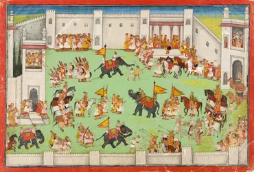 Arrival of the Groom at the Palace, folio from a Ramayana