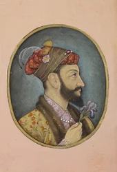 Aurangzeb Bahadur holding an iris